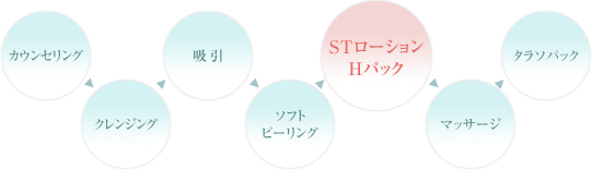 カウンセリング-クレンジング-吸引-ソフトピーリング-STローションHパック-マッサージ-タラソパック